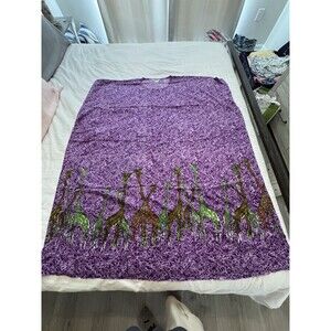 African Dashiki Style Pull Over By African Essence 100% Rayon Purple Giraffes